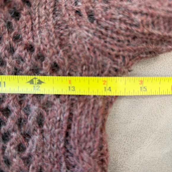 Cotton Emporium Brown Mohair Blend Pointelle Cable Knit Crop Sweater S USA EUC - Picture 6 of 7